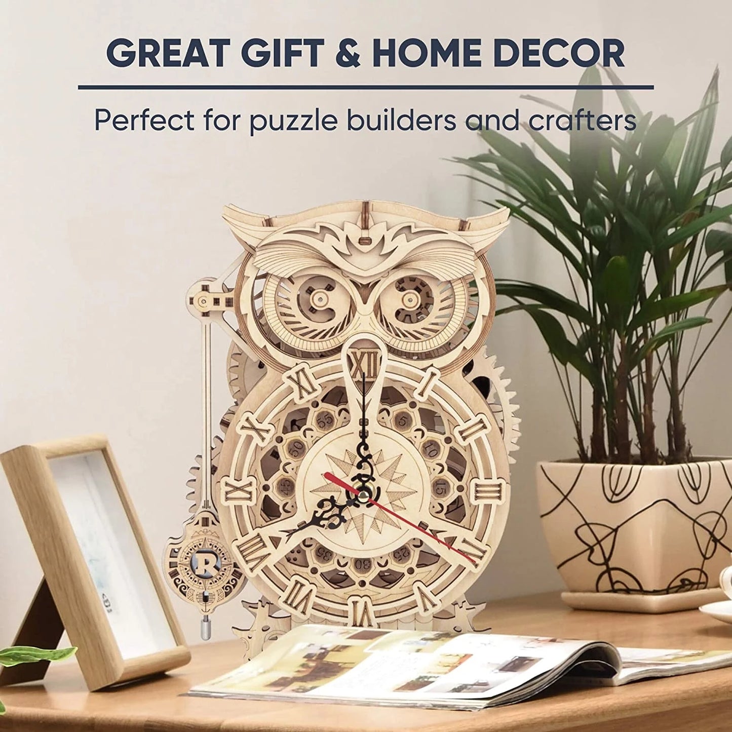 3D Owl Clock Wooden Puzzle