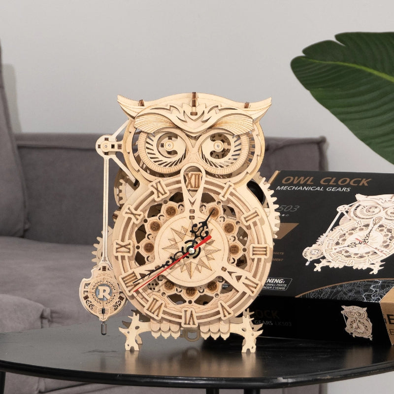 3D Owl Clock Wooden Puzzle
