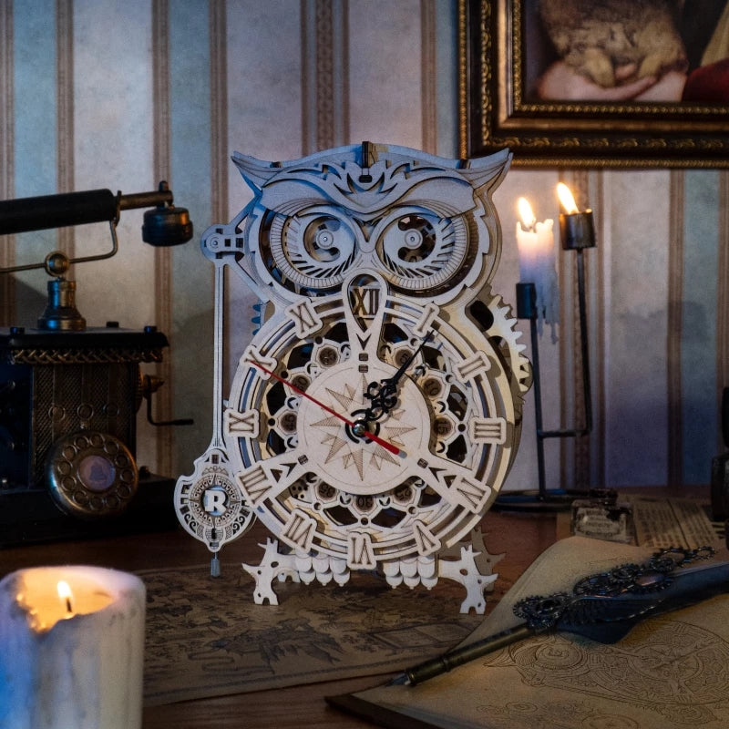 3D Owl Clock Wooden Puzzle