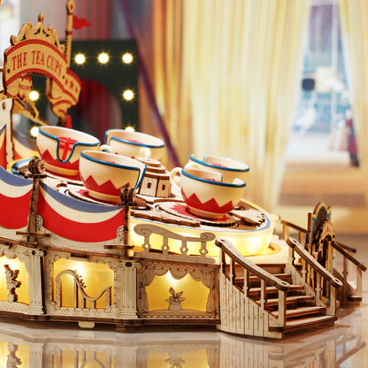 3D Tea Cup Amusement Park Wooden Puzzle